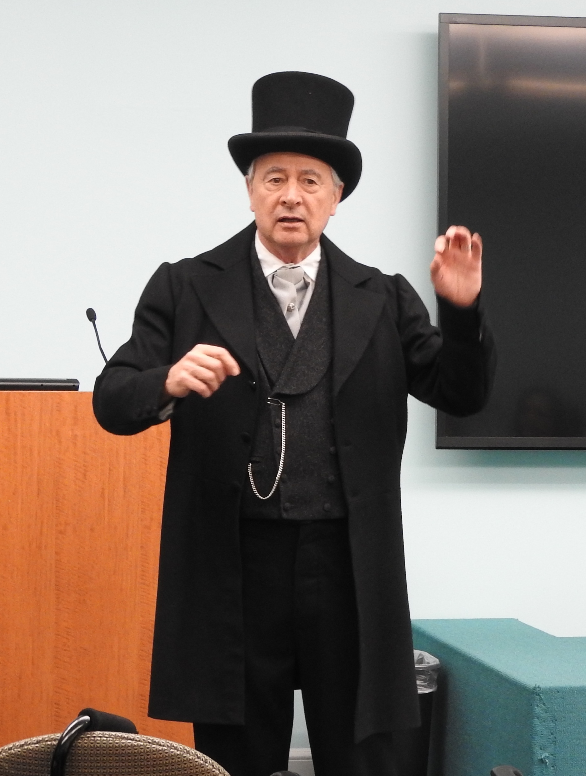 Dr. Tony Zeiss, president of CPCC, portrays Revolutionary War patriot Colonel Thomas Young.