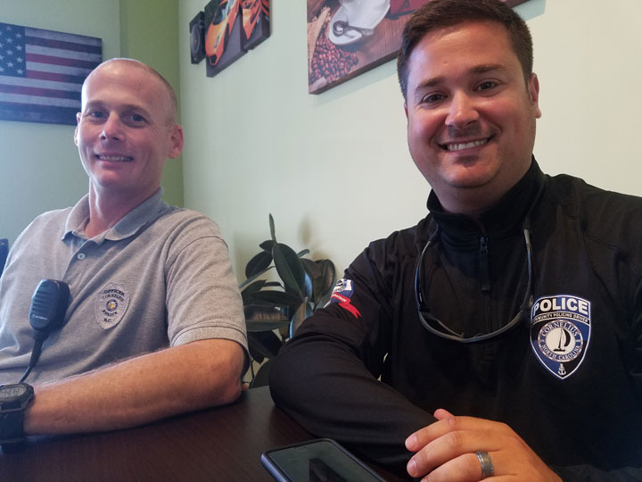Officer Patrick Maldarelli and Officer Mat Ferrucci are with the Cornelius Police Department